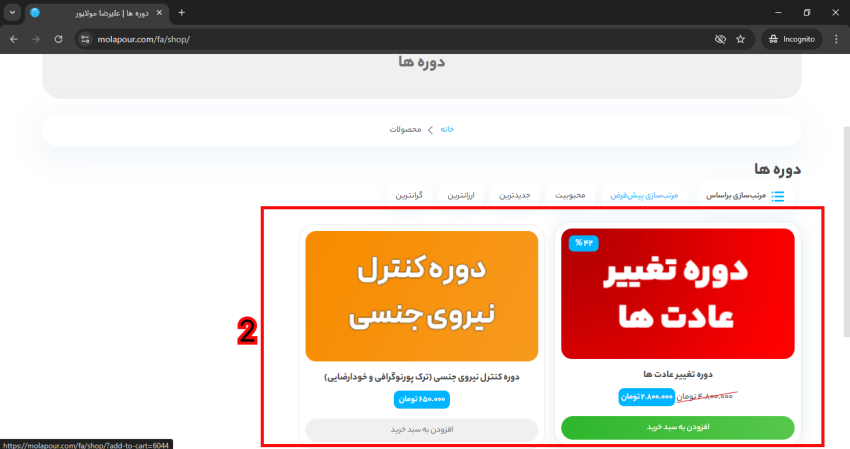 نحوه خرید محصولات و دوره‌های سایت مولاپور